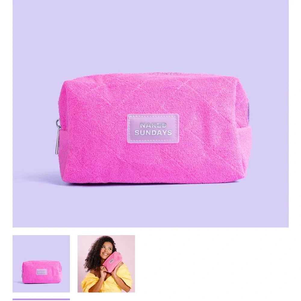 Naked Sundays Pink Quilted Make Up Bag with Zipper